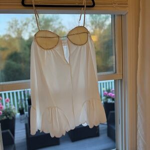 NWOT White Babydoll Dress w/ Rhinestone Straps Bridal Dress Summer Dress SIZE S